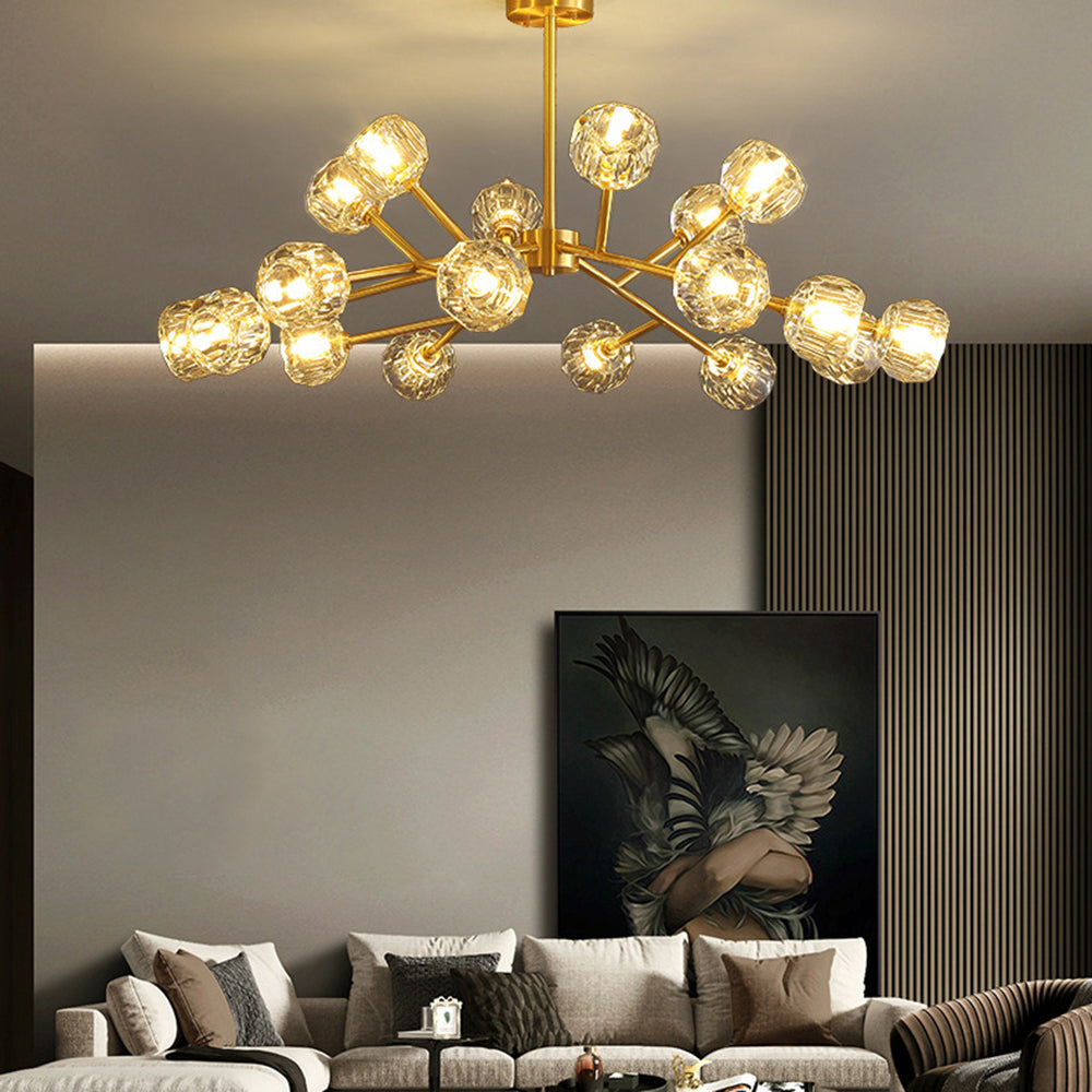 Zinco Luce – Lampadario a Sospensione in Metallo Dorato Soffiato – Zincooccasions