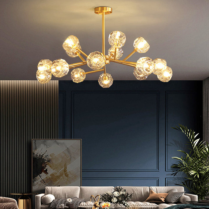 Zinco Luce – Lampadario a Sospensione in Metallo Dorato Soffiato – Zincooccasions