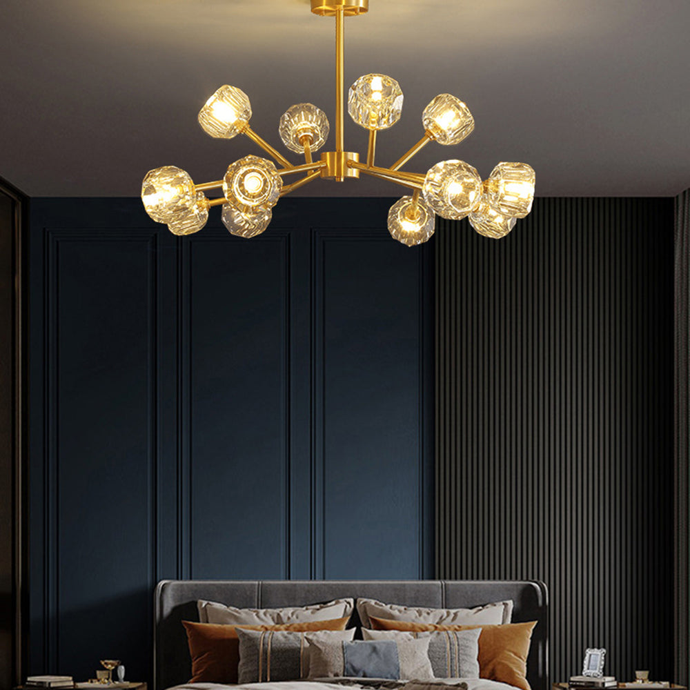 Zinco Luce – Lampadario a Sospensione in Metallo Dorato Soffiato – Zincooccasions