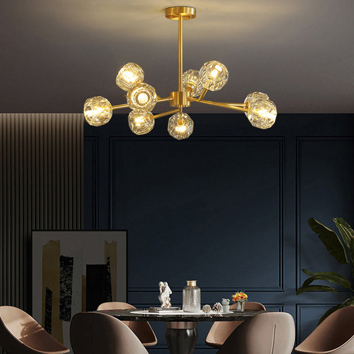 Zinco Luce – Lampadario a Sospensione in Metallo Dorato Soffiato – Zincooccasions