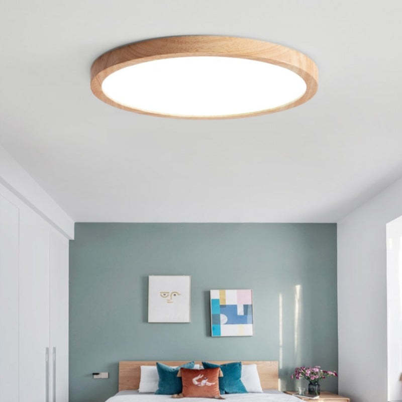 Zinco Bosco – lampada soffitto rotonda legno in corridoio