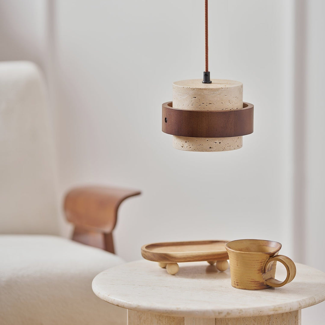Zinco Terra – Lampada a Sospensione in Travertino Naturale – Zincooccasions
