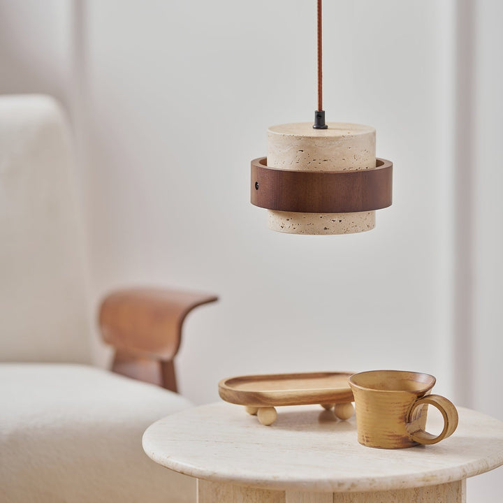 Zinco Terra – Lampada a Sospensione in Travertino Naturale – Zincooccasions