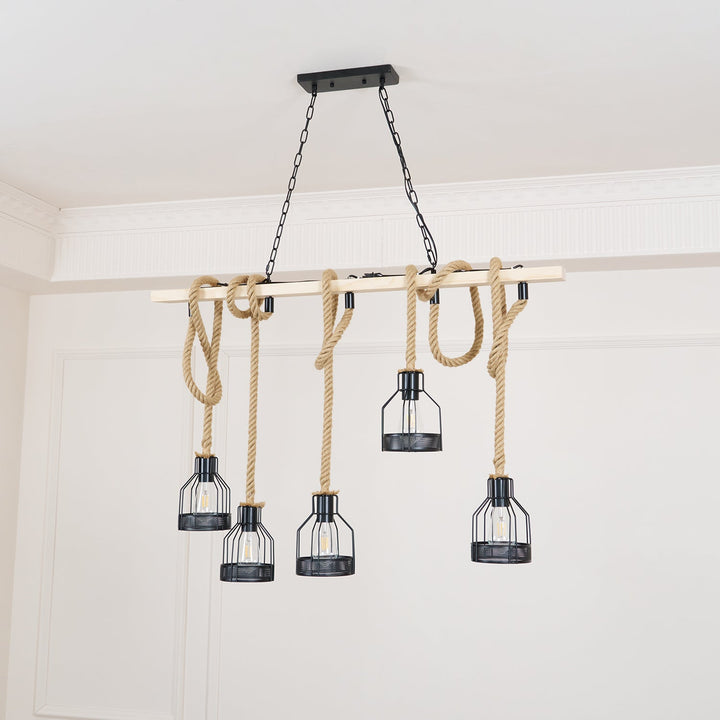 Zinco Granata – Lampadario Rustico in Corda di Canapa – Zincooccasions