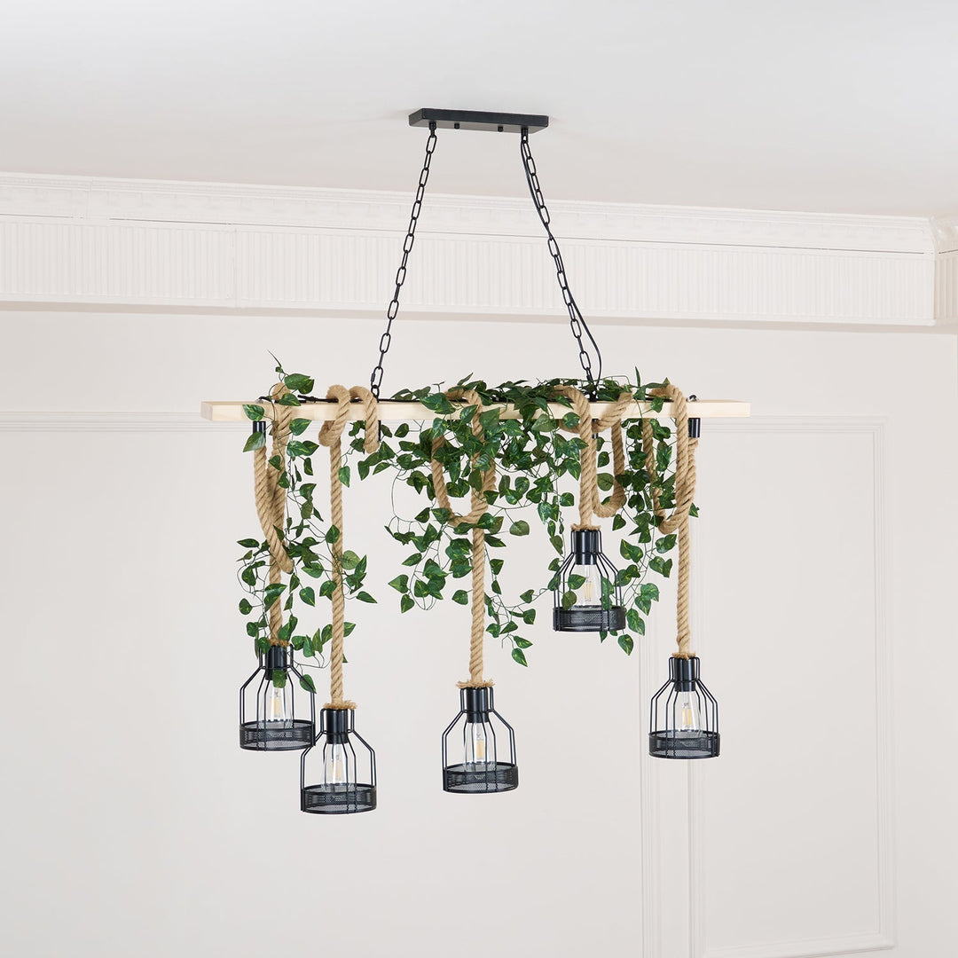 Zinco Granata – Lampadario Rustico in Corda di Canapa – Zincooccasions
