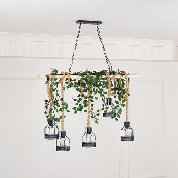 Zinco Granata – Lampadario Rustico in Corda di Canapa – Zincooccasions