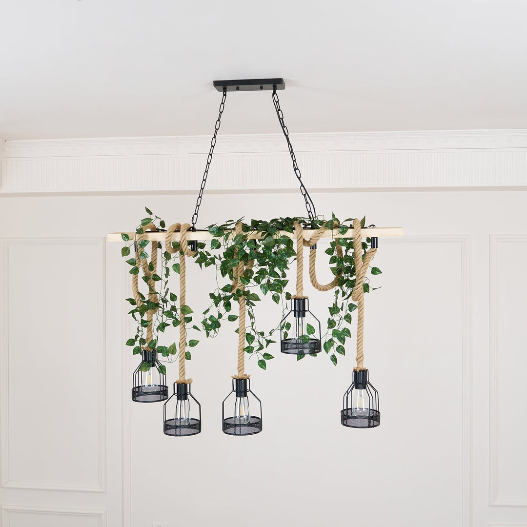 Zinco Granata – Lampadario Rustico in Corda di Canapa – Zincooccasions