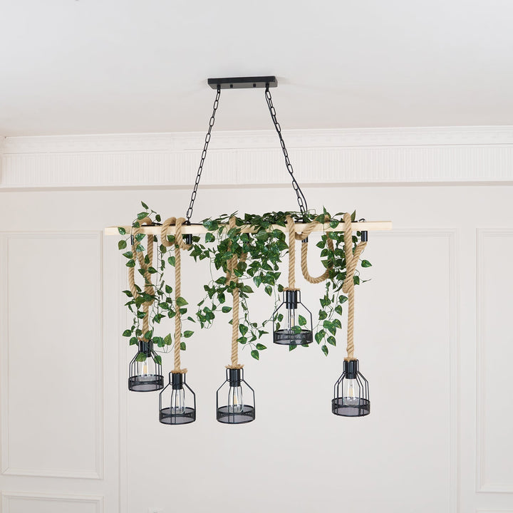 Zinco Granata – Lampadario Rustico in Corda di Canapa – Zincooccasions