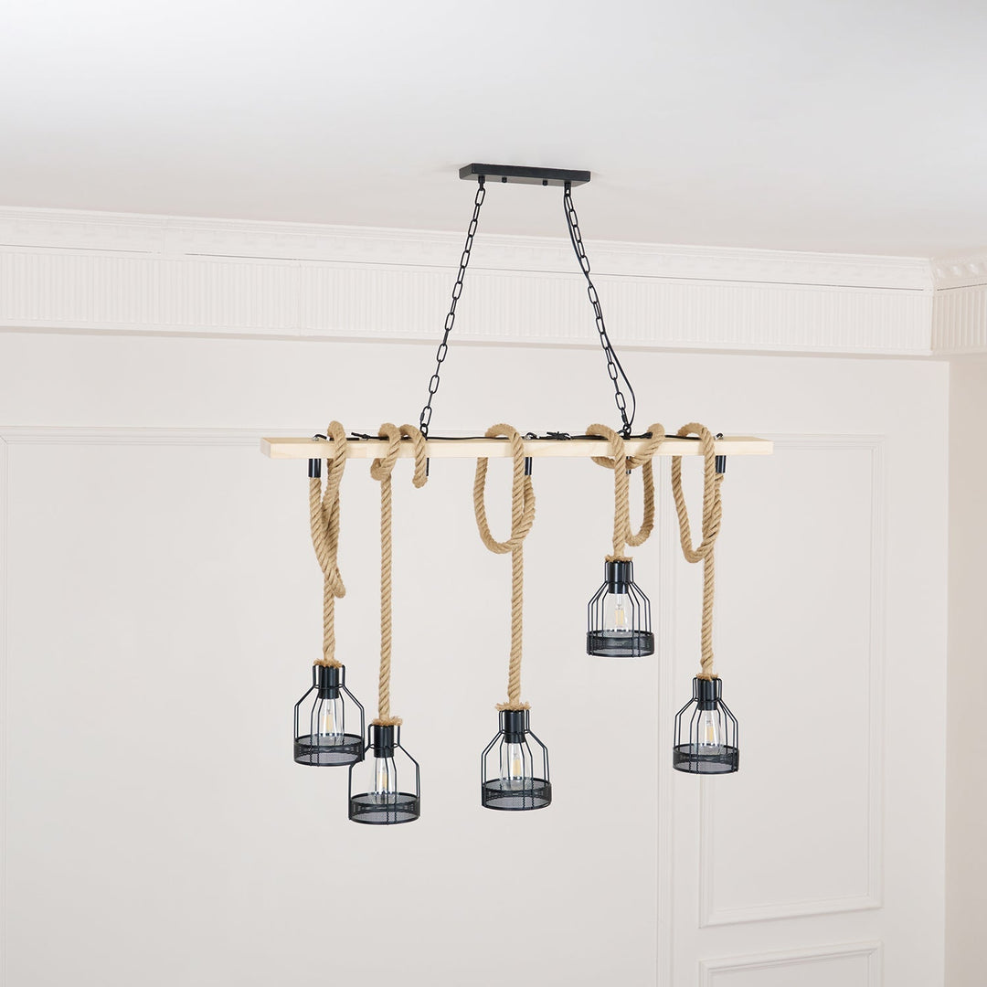 Zinco Granata – Lampadario Rustico in Corda di Canapa – Zincooccasions