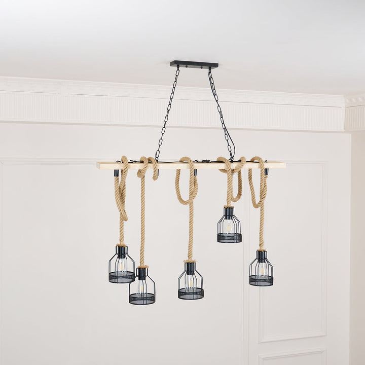 Zinco Granata – Lampadario Rustico in Corda di Canapa – Zincooccasions
