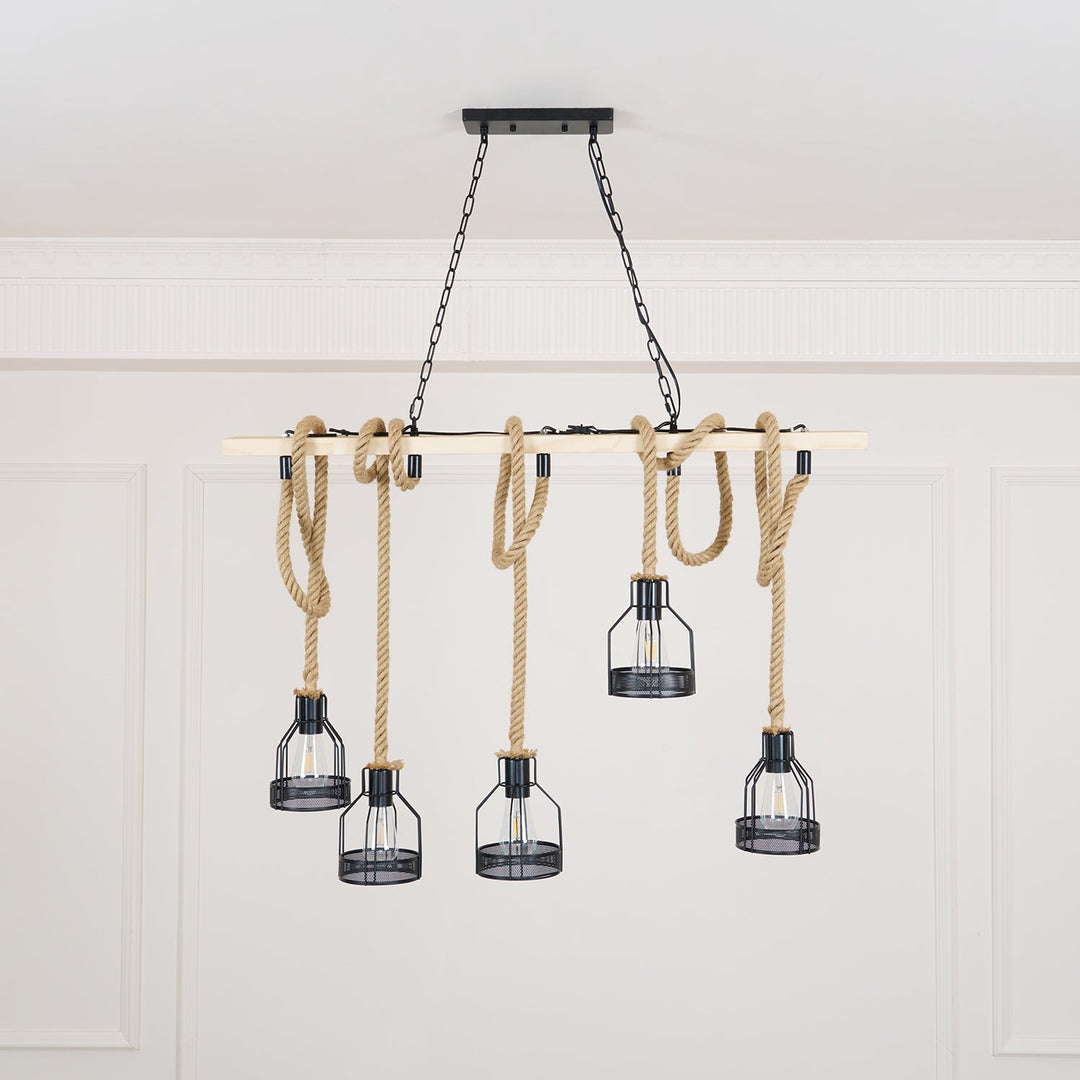 Zinco Granata – Lampadario Rustico in Corda di Canapa – Zincooccasions