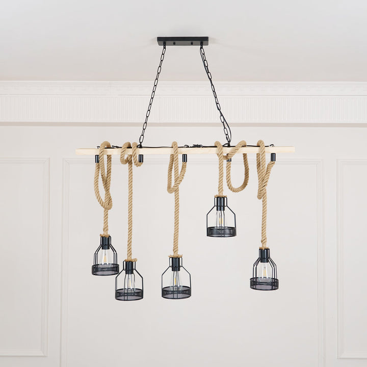 Zinco Granata – Lampadario Rustico in Corda di Canapa – Zincooccasions