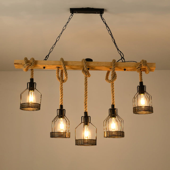 Zinco Granata – Lampadario Rustico in Corda di Canapa – Zincooccasions