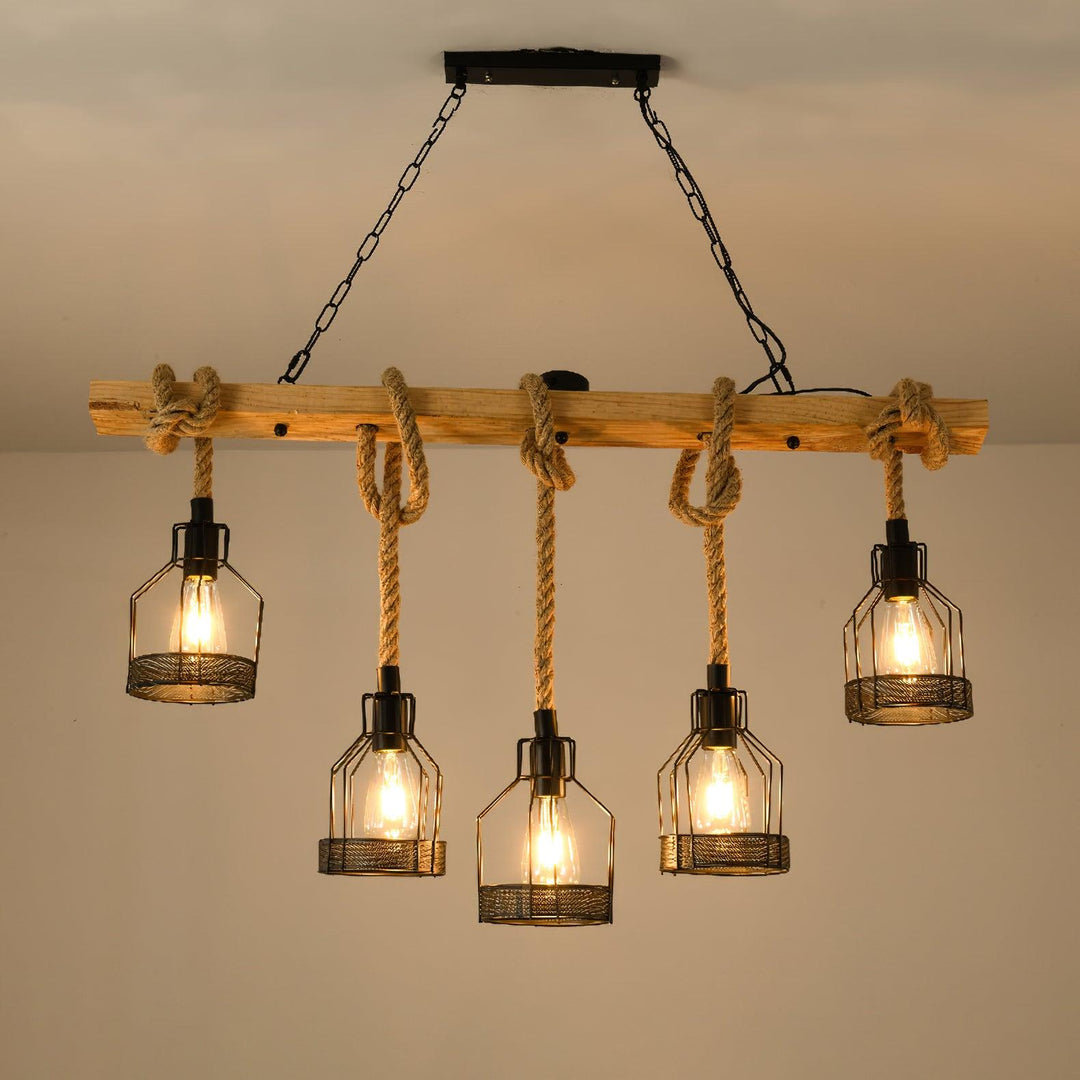 Zinco Granata – Lampadario Rustico in Corda di Canapa – Zincooccasions