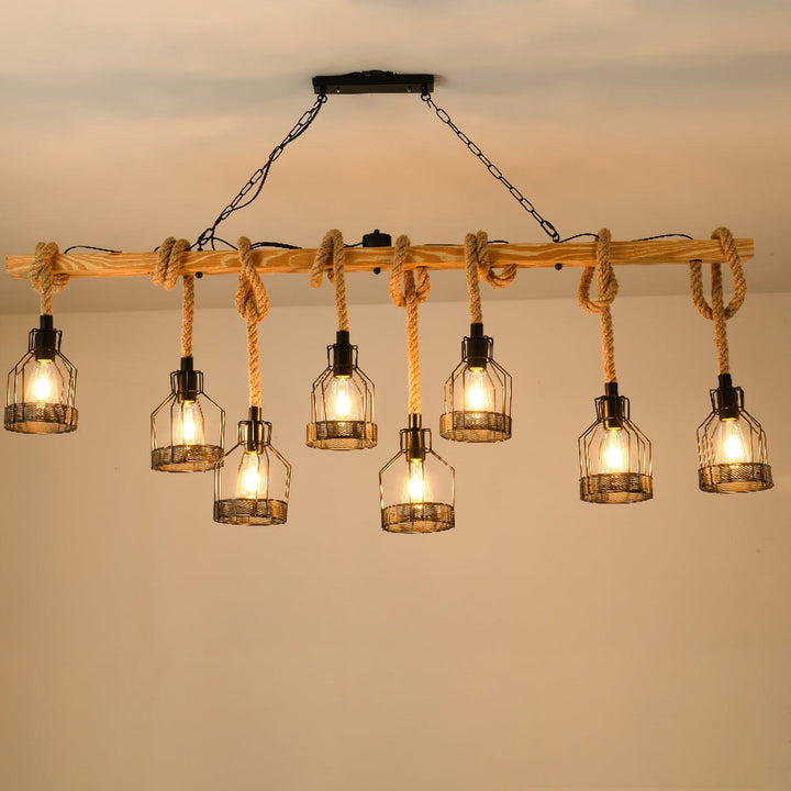 Zinco Granata – Lampadario Rustico in Corda di Canapa – Zincooccasions