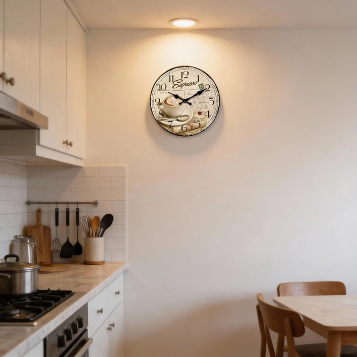 Zinco Caffè – orologio retrò per cucina con decorazione caffè