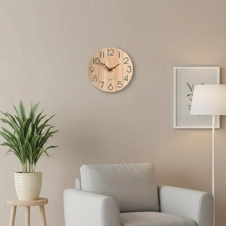 Zinco Tempo – orologio legno rotondo con numeri chiari arredamento minimal