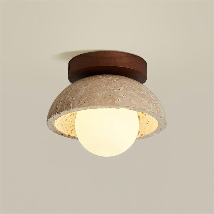 Zinco Pietra – Plafoniera Minimalista in Travertino per Soffitto – Zincooccasions