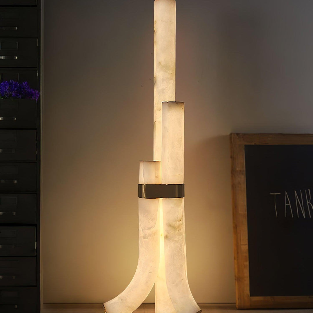 Zinco Orion – Lampada da Terra in Alabastro Naturale – Zincooccasions